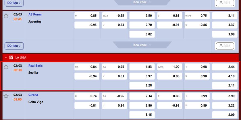Soi Kèo Trận Đấu Real Betis Vs Sevilla Ngày 02/03 Lúc 00h30 4 Soi kèo trận đấu Real Betis và Sevilla